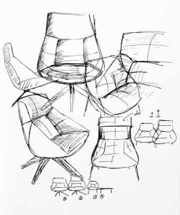 Bow seating collection featuring a continuous curved silhouette that balances sculptural presence and everyday comfort in contemporary interior spaces.