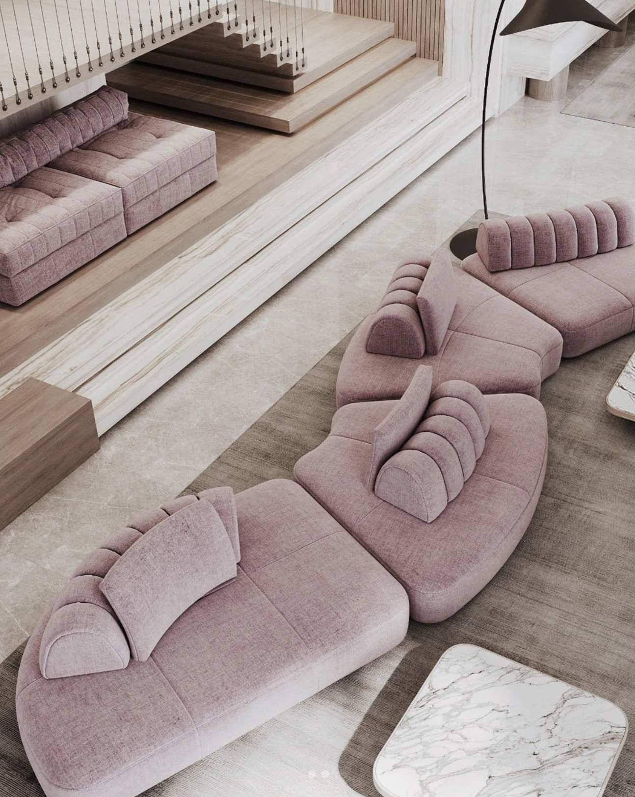 Modular sofa system with adjustable backrests designed by Yonoh, flexible seating concept for contemporary interiors mockup