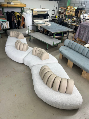 DS-909 Flow sofa with sculptural, flowing form and soft upholstered volumes