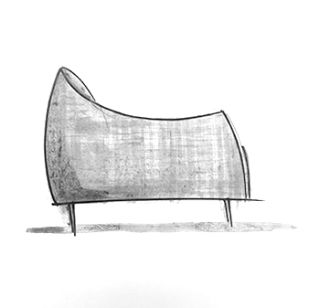 freistil 132 sofa with sculptural curved silhouette in contemporary interior