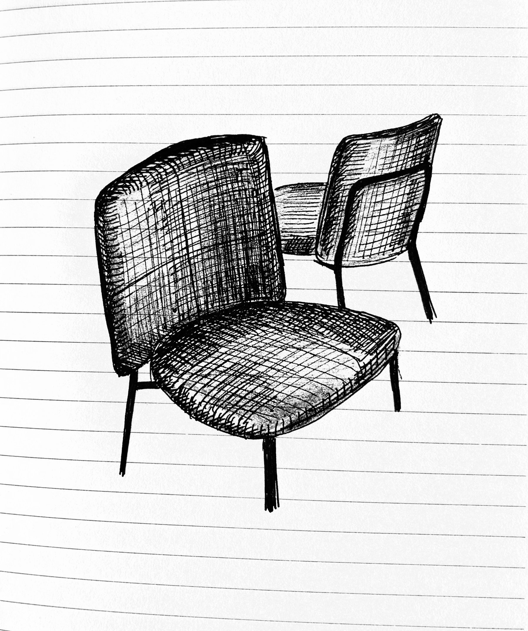 Contemporary upholstered chair with geometric backrest and elegant metal frame designed for comfort and versatility