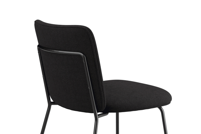 Contemporary upholstered chair with geometric backrest and elegant metal frame designed for comfort and versatility