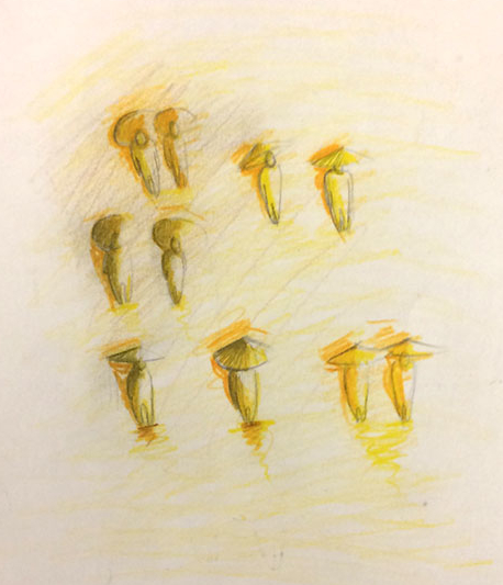 Banga lamp with rhythmic wooden lamellae in contemporary interior