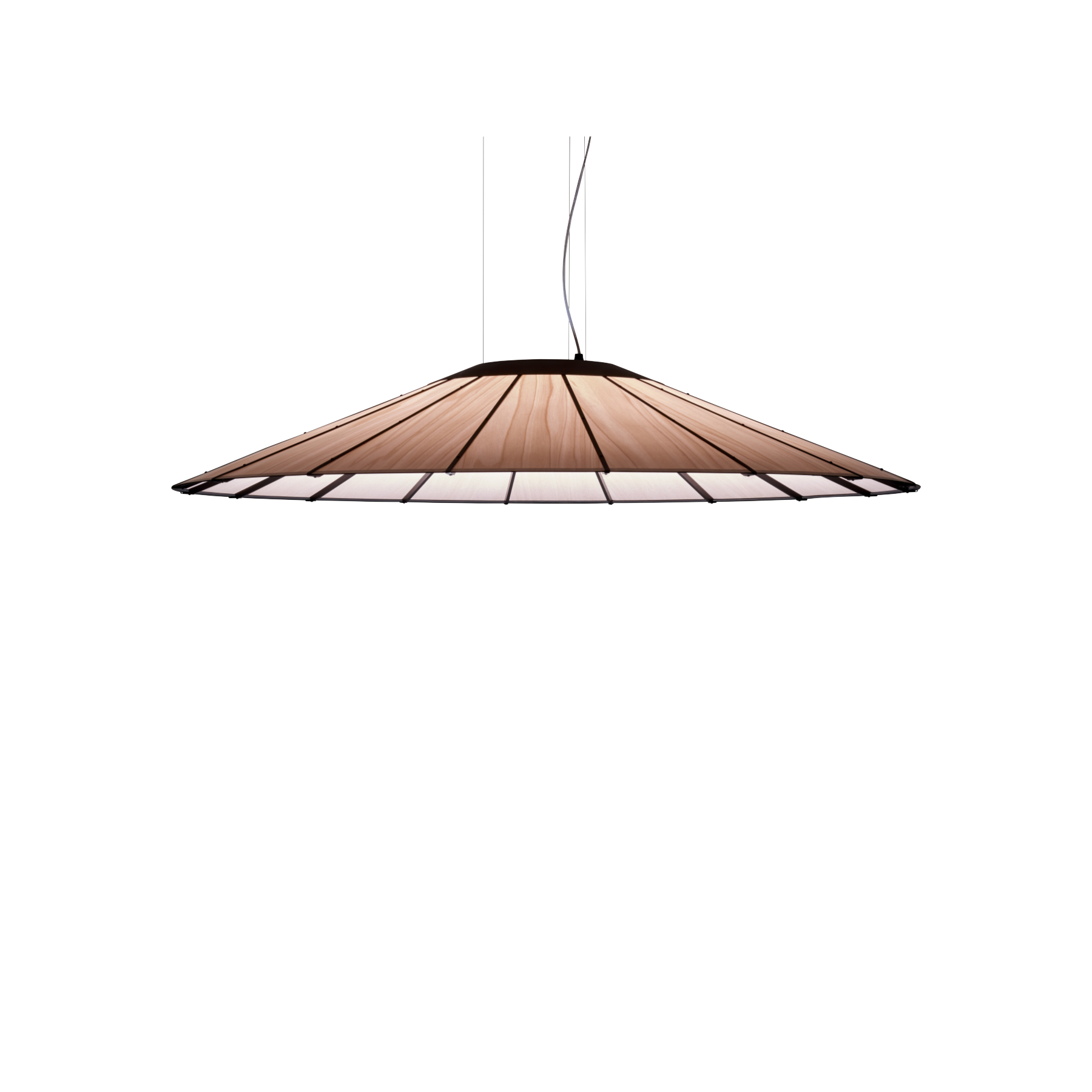 Banga lamp with rhythmic wooden lamellae in contemporary interior