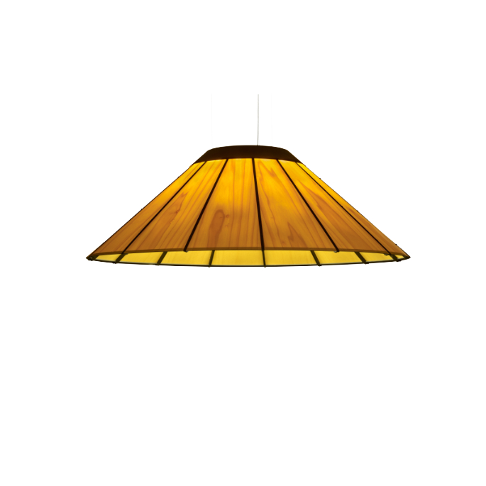 Banga lamp with rhythmic wooden lamellae in contemporary interior