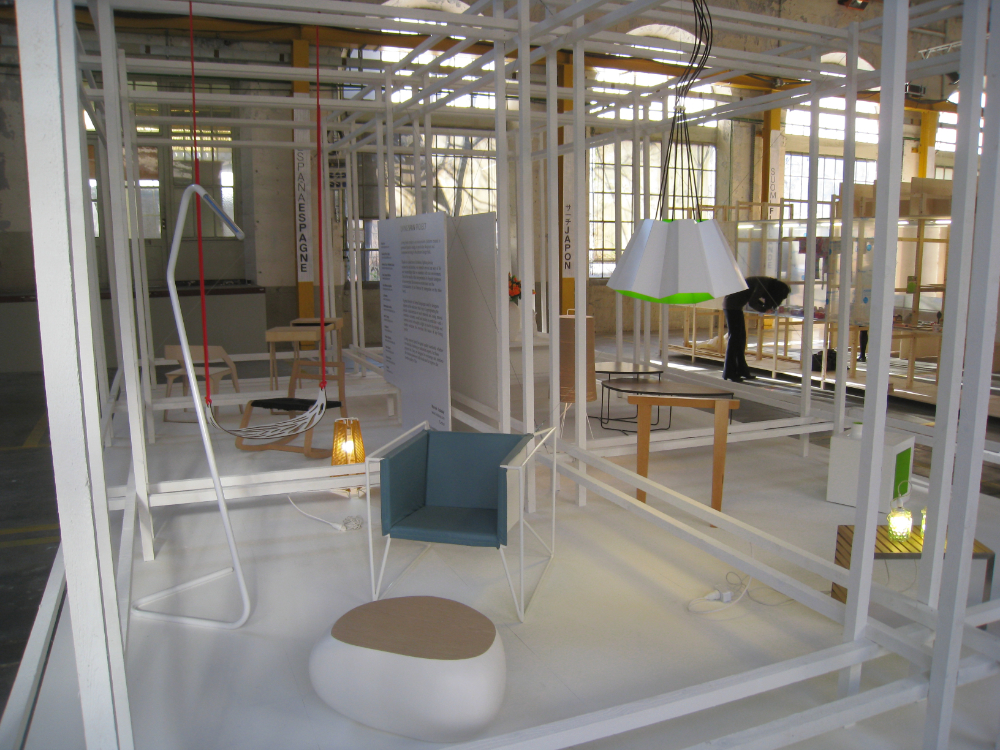 Installation view of the Bienal Saint-Étienne 2010 showcasing contemporary design work in an international context