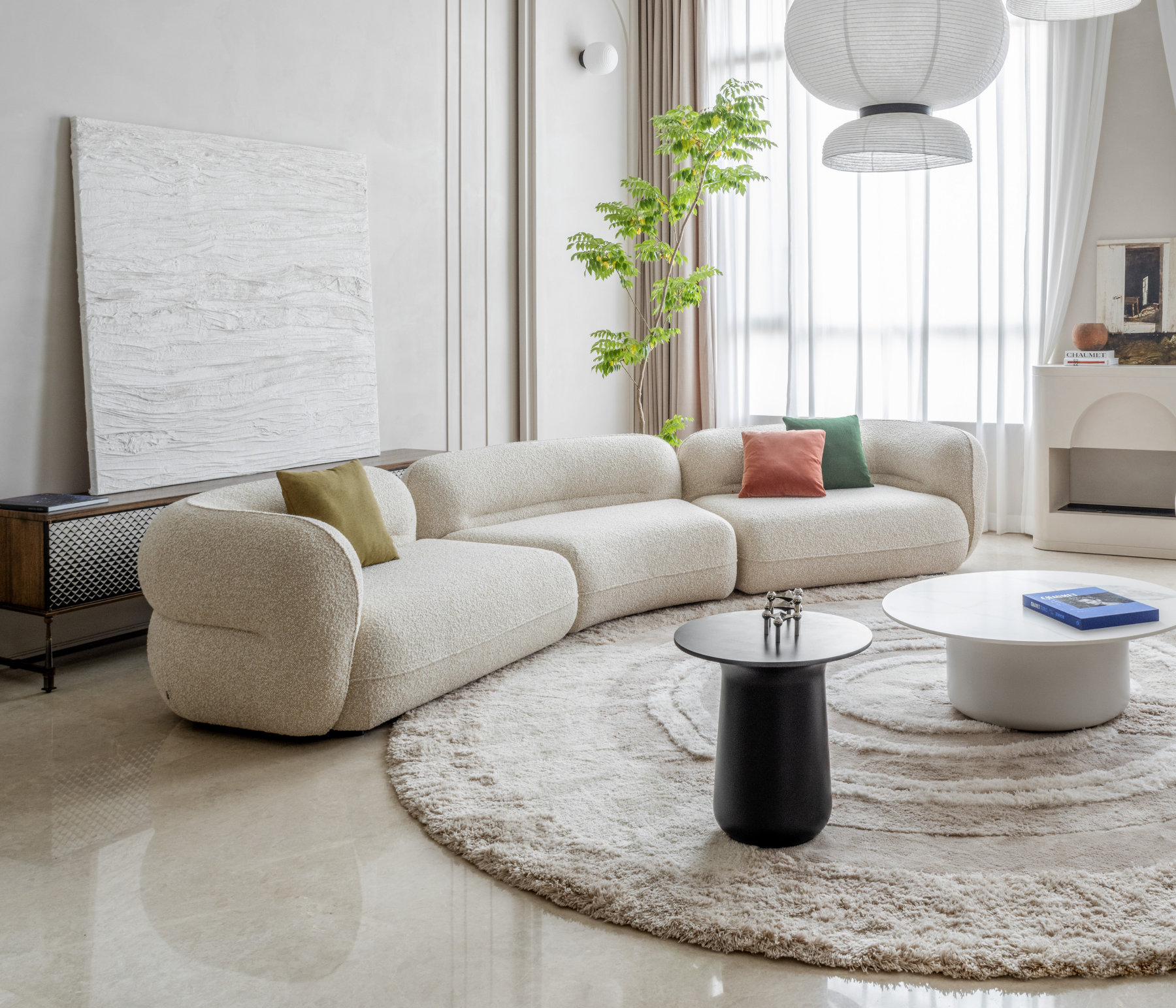 Bufa sofa with soft sculptural form in contemporary interior