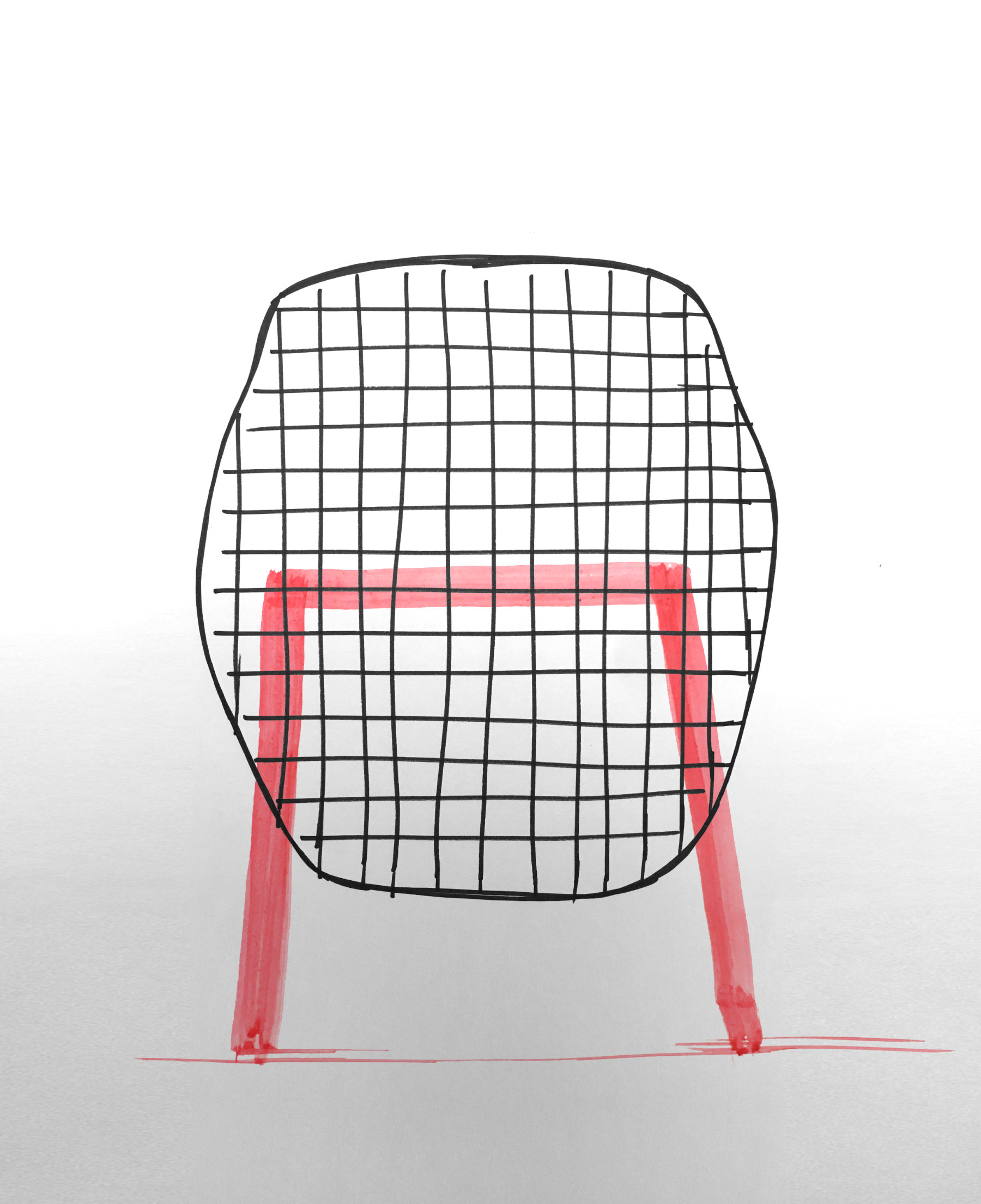 Canasta outdoor chair with woven wire shell in terrace setting