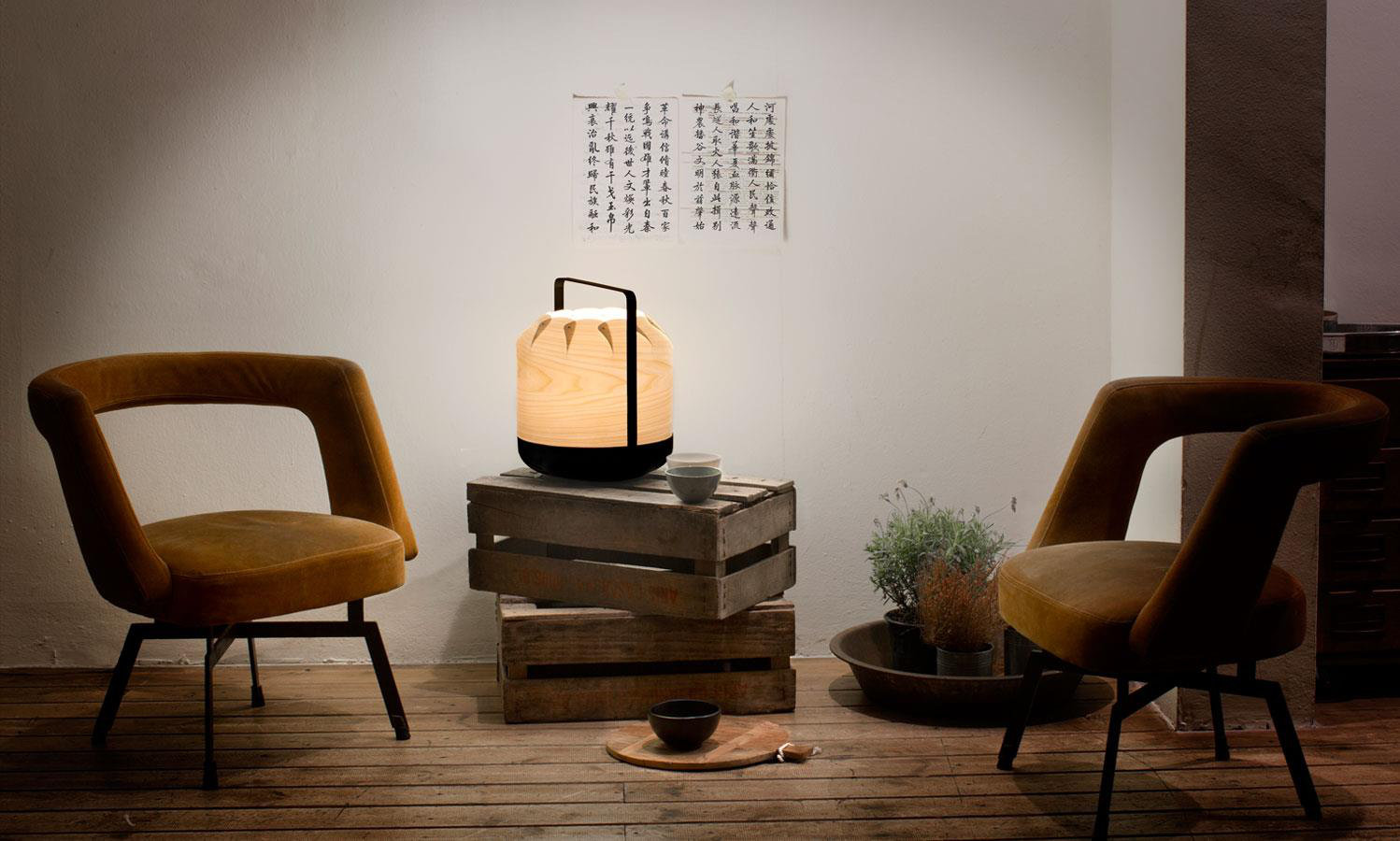 Chou lamp by LZF with folded silhouette illuminating interior