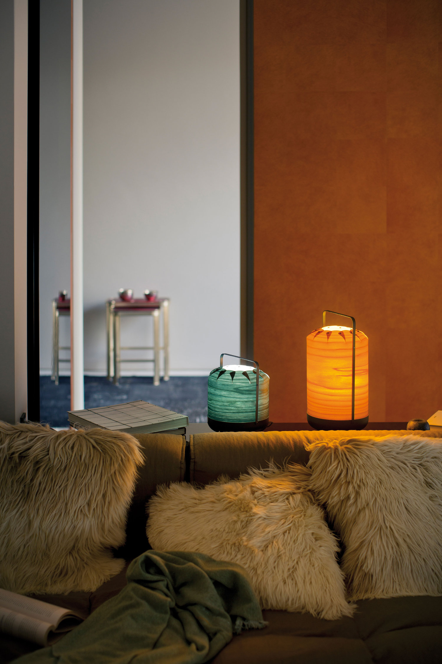 Chou lamp by LZF with folded silhouette illuminating interior