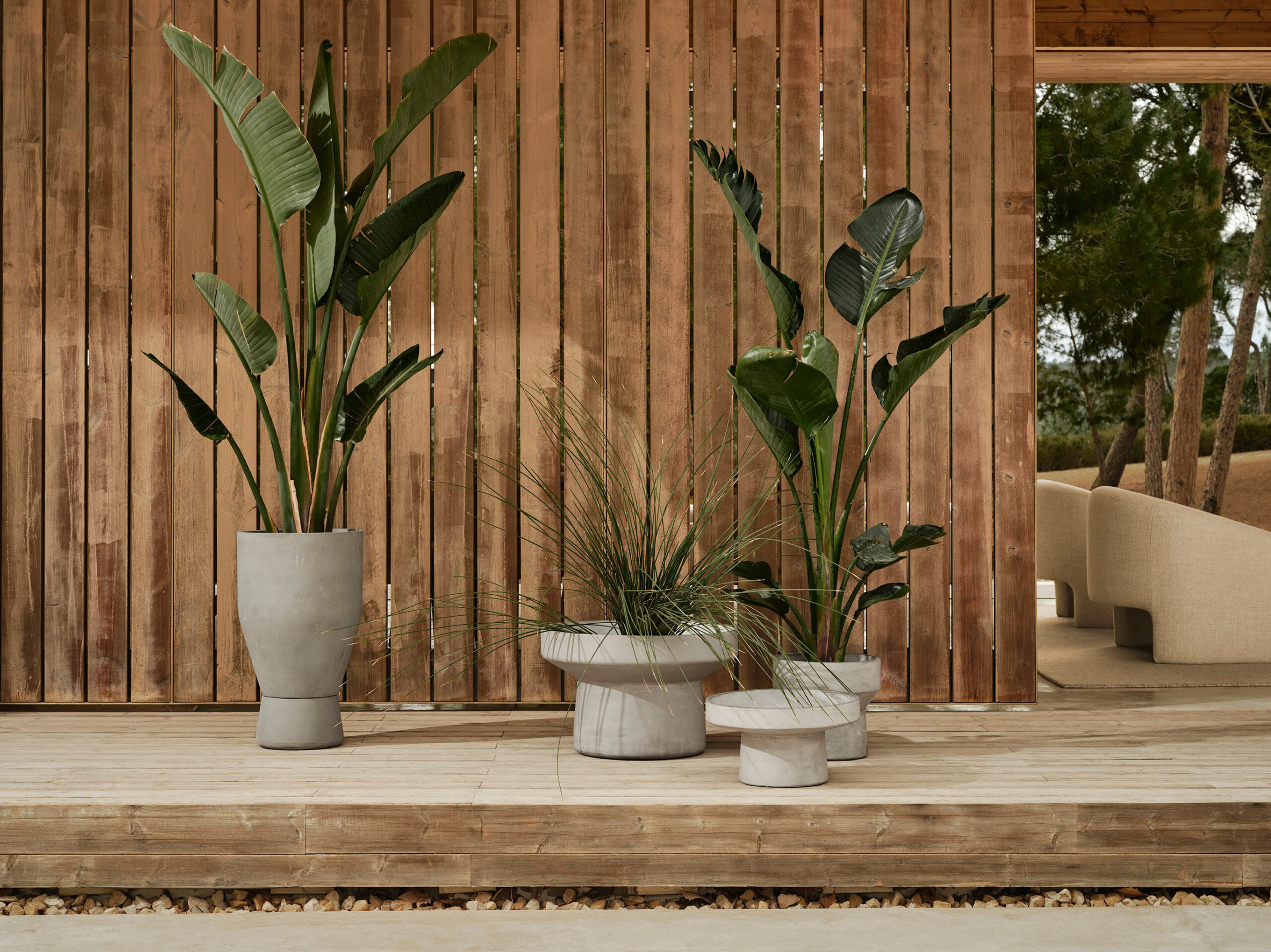 Combo Pots modular outdoor planters arranged on terrace