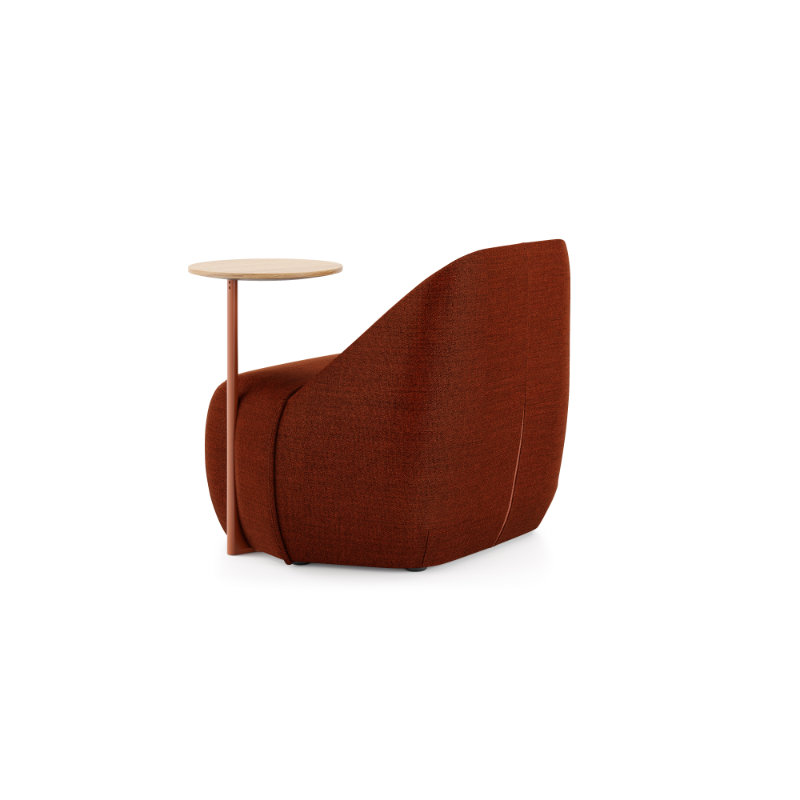 Modular seating configuration formed by hexagonal upholstered units in an open workspace