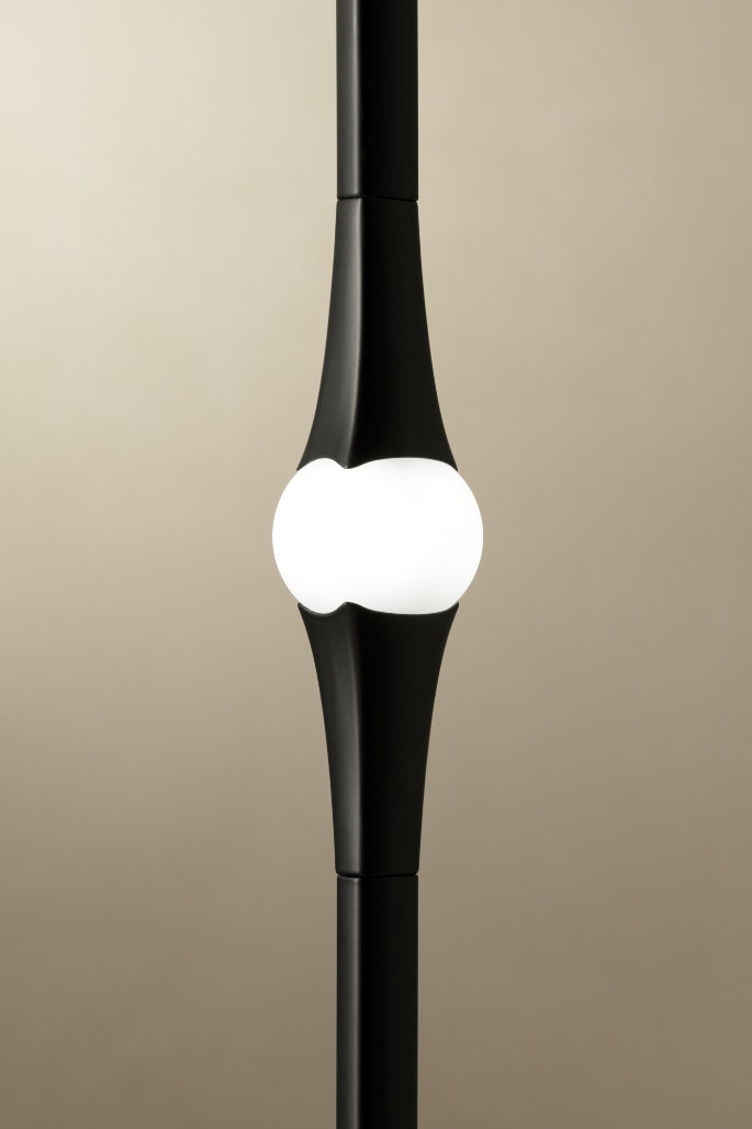 Dew lamp with softly glowing body in modern interior