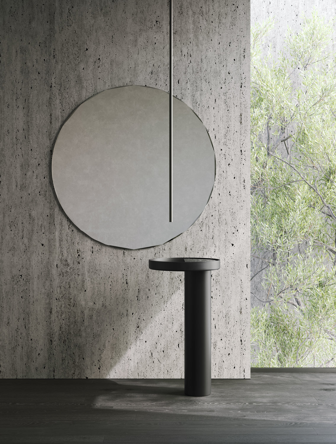Ethere washbasin with clean geometric form and calm presence