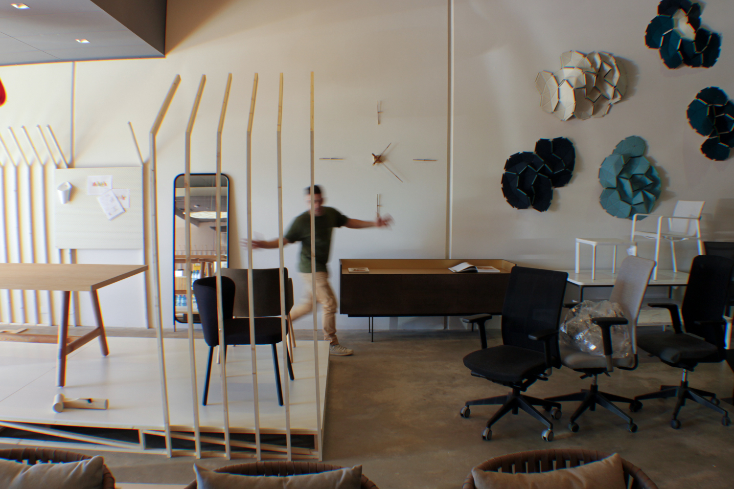 Installation view of Yonoh Light Box exhibition highlighting explorations of light, form and spatial perception