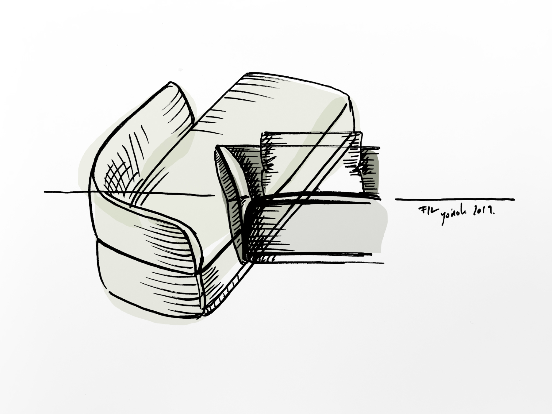 Fil sofa in contemporary interior showing slender profile and balanced form