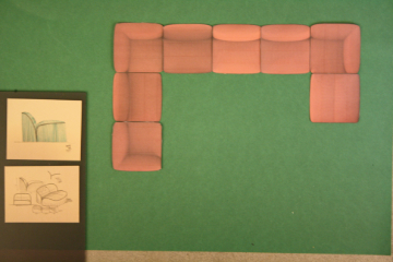 Flora modular sofa system in contemporary interior with varied configurations