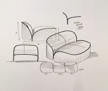 Flora modular sofa system in contemporary interior with varied configurations