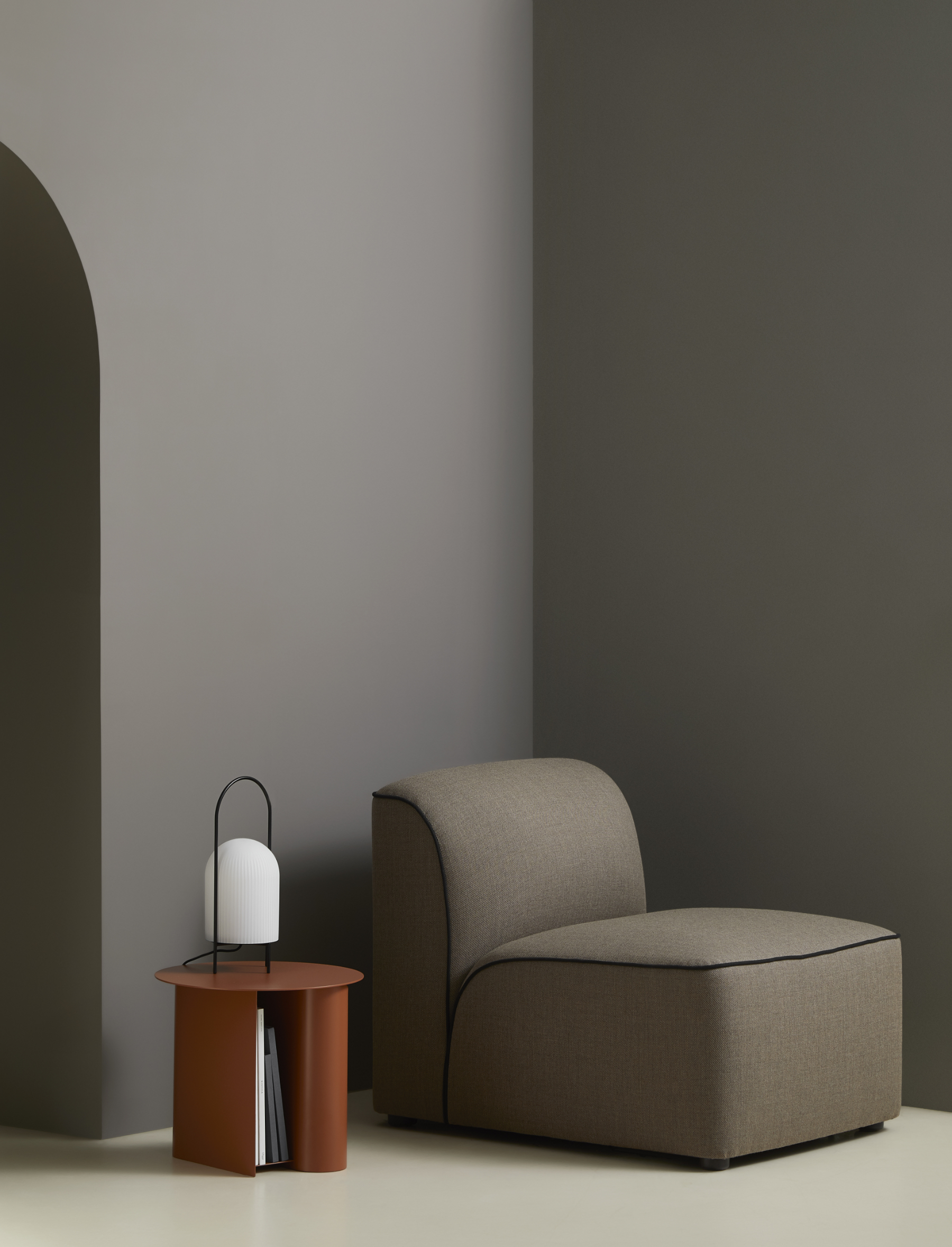 Flora modular sofa system in contemporary interior with varied configurations