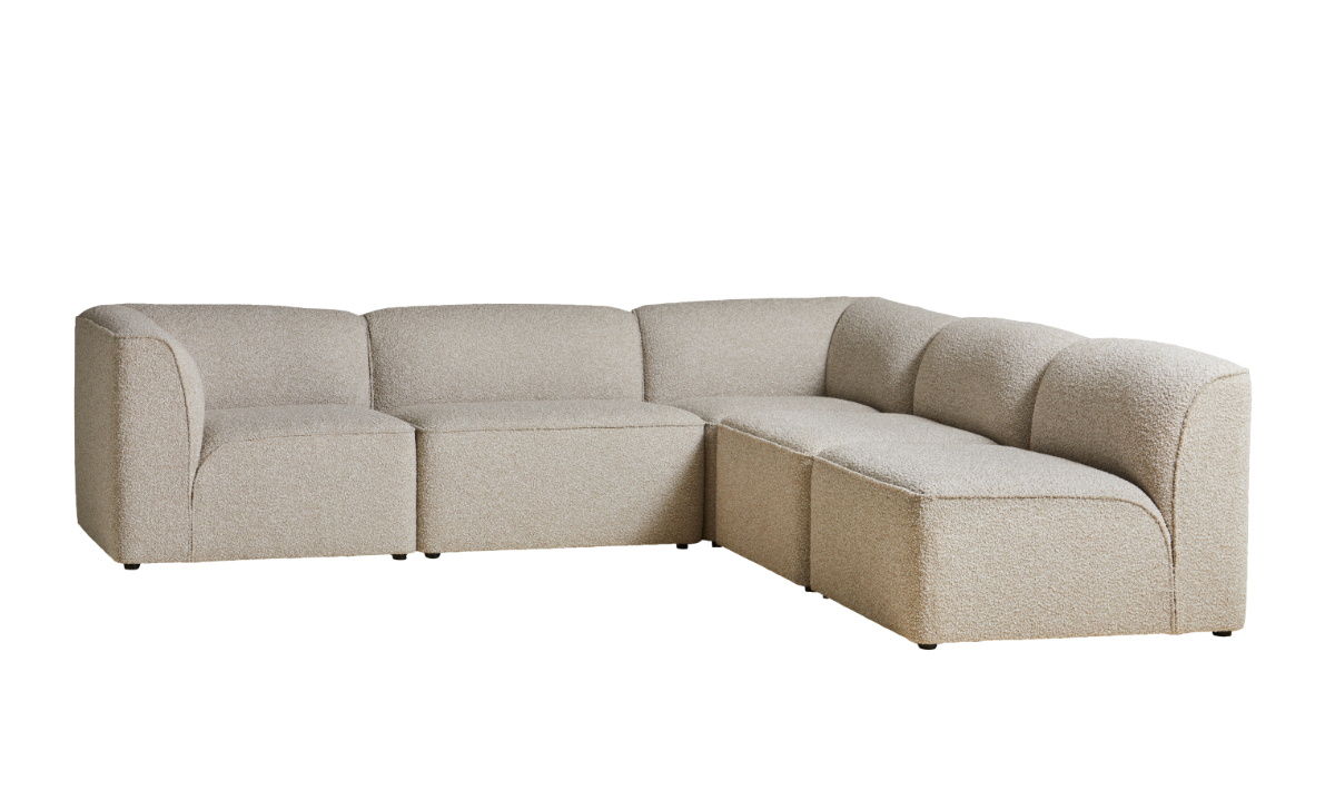 Flora modular sofa system in contemporary interior with varied configurations