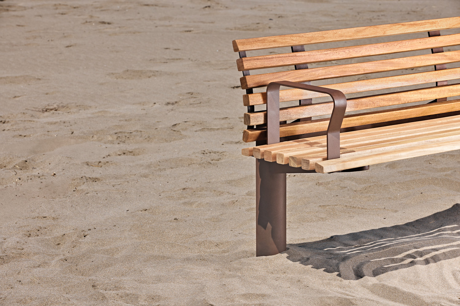 Fungi urban bench with sculptural, rounded form integrated in public space