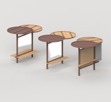 Fungi urban bench with sculptural, rounded form integrated in public space