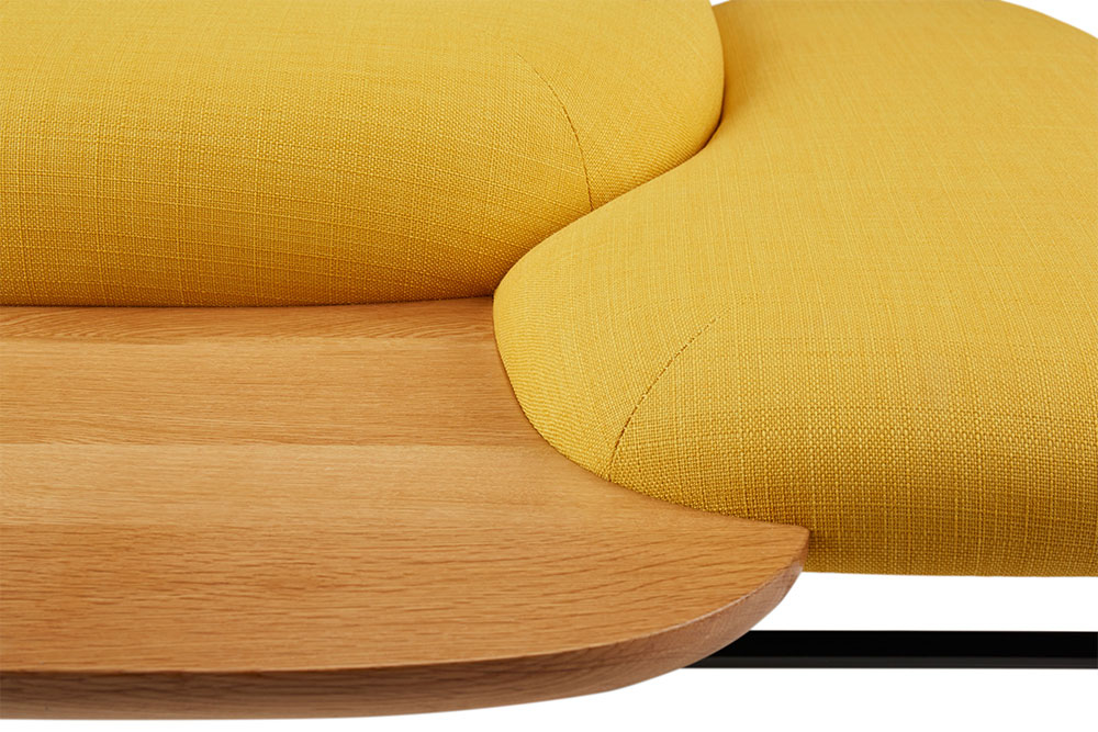 Gummy sofa with rounded colourful forms in contemporary interior