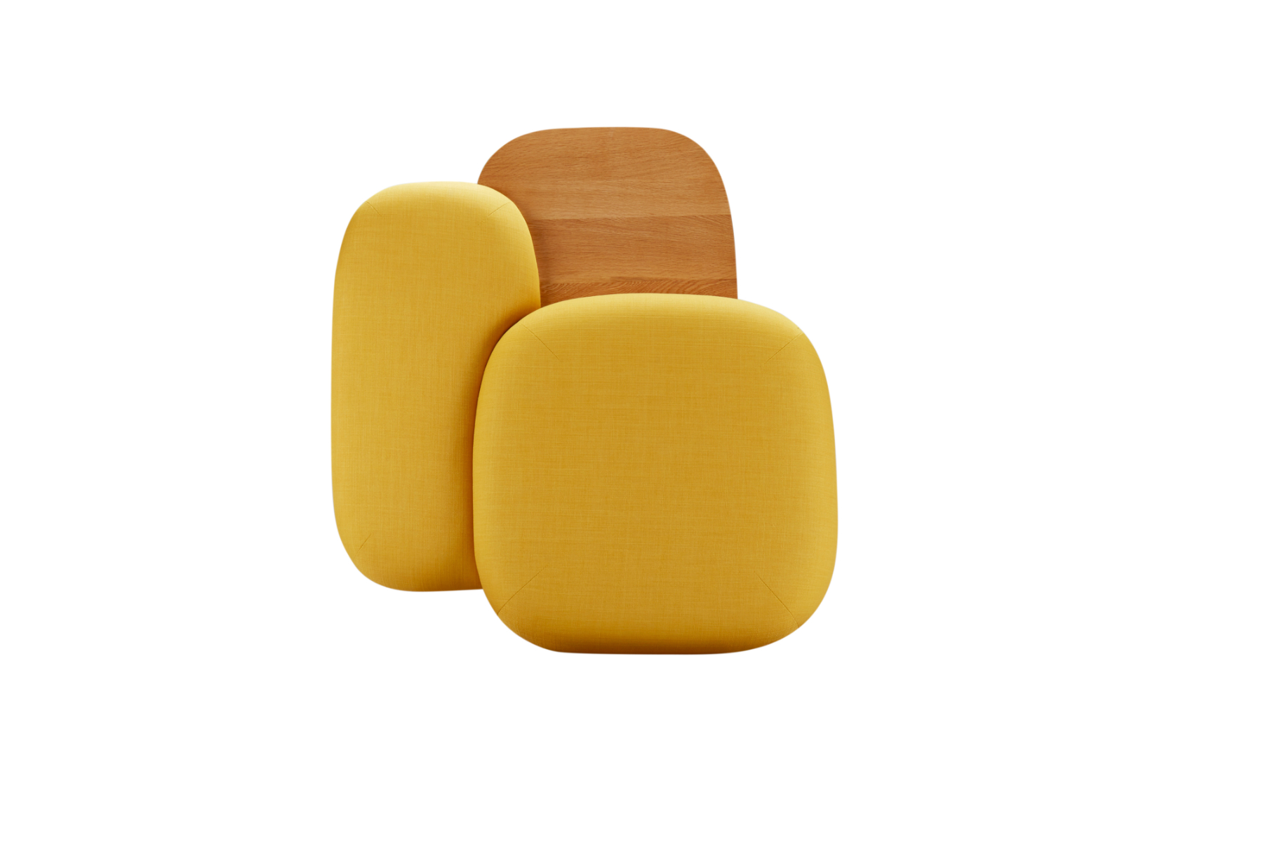Gummy sofa with rounded colourful forms in contemporary interior