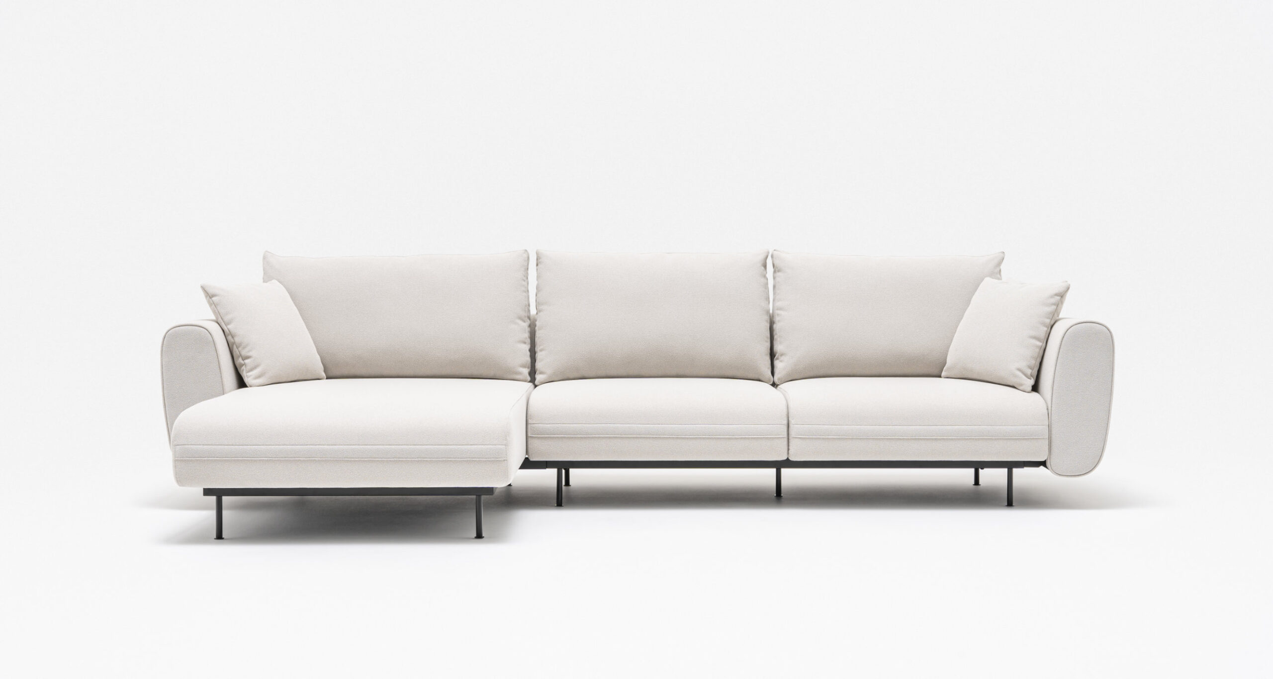 Lotus modular sofa system with refined geometric volumes