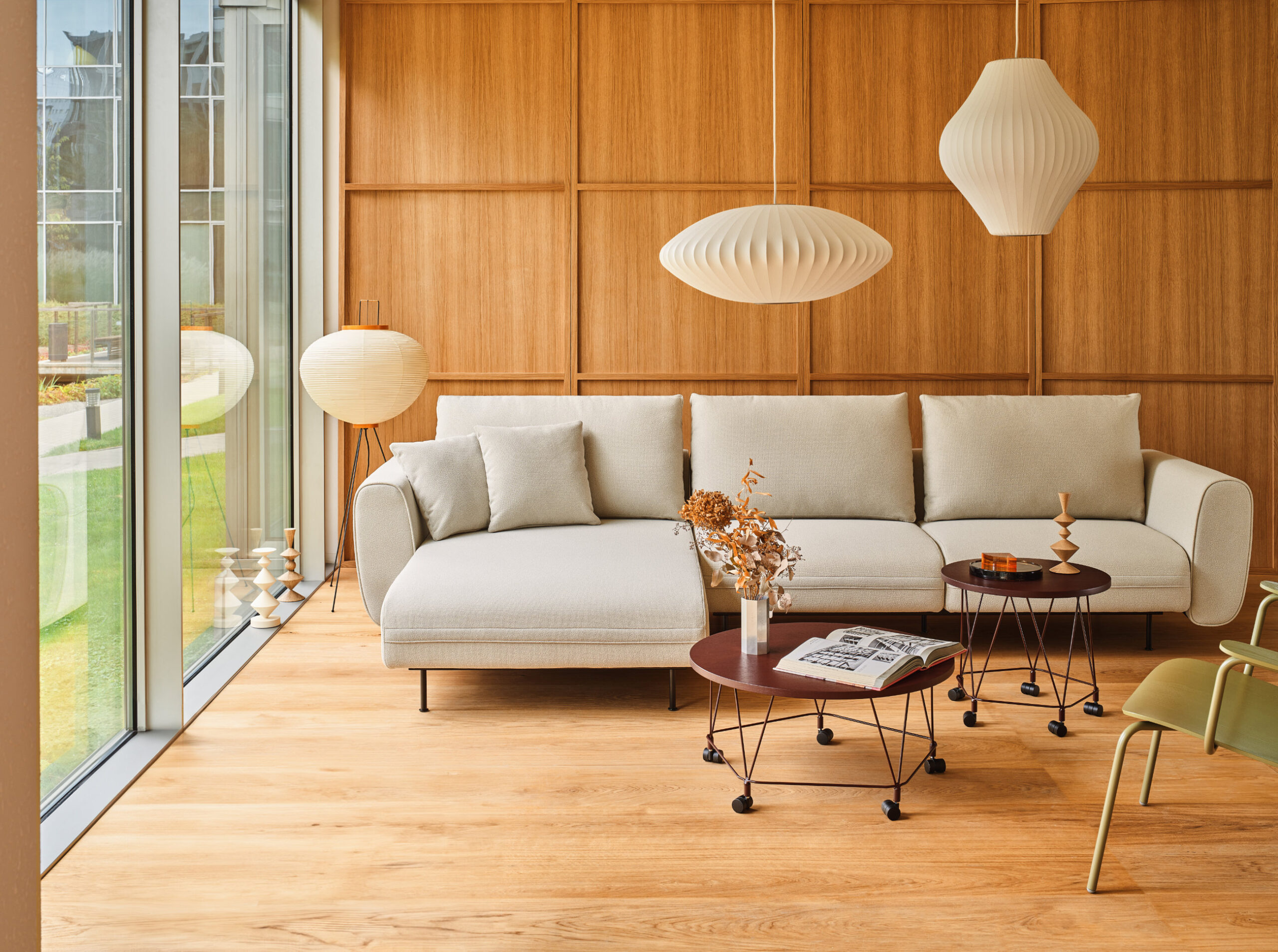 Lotus modular sofa system with refined geometric volumes