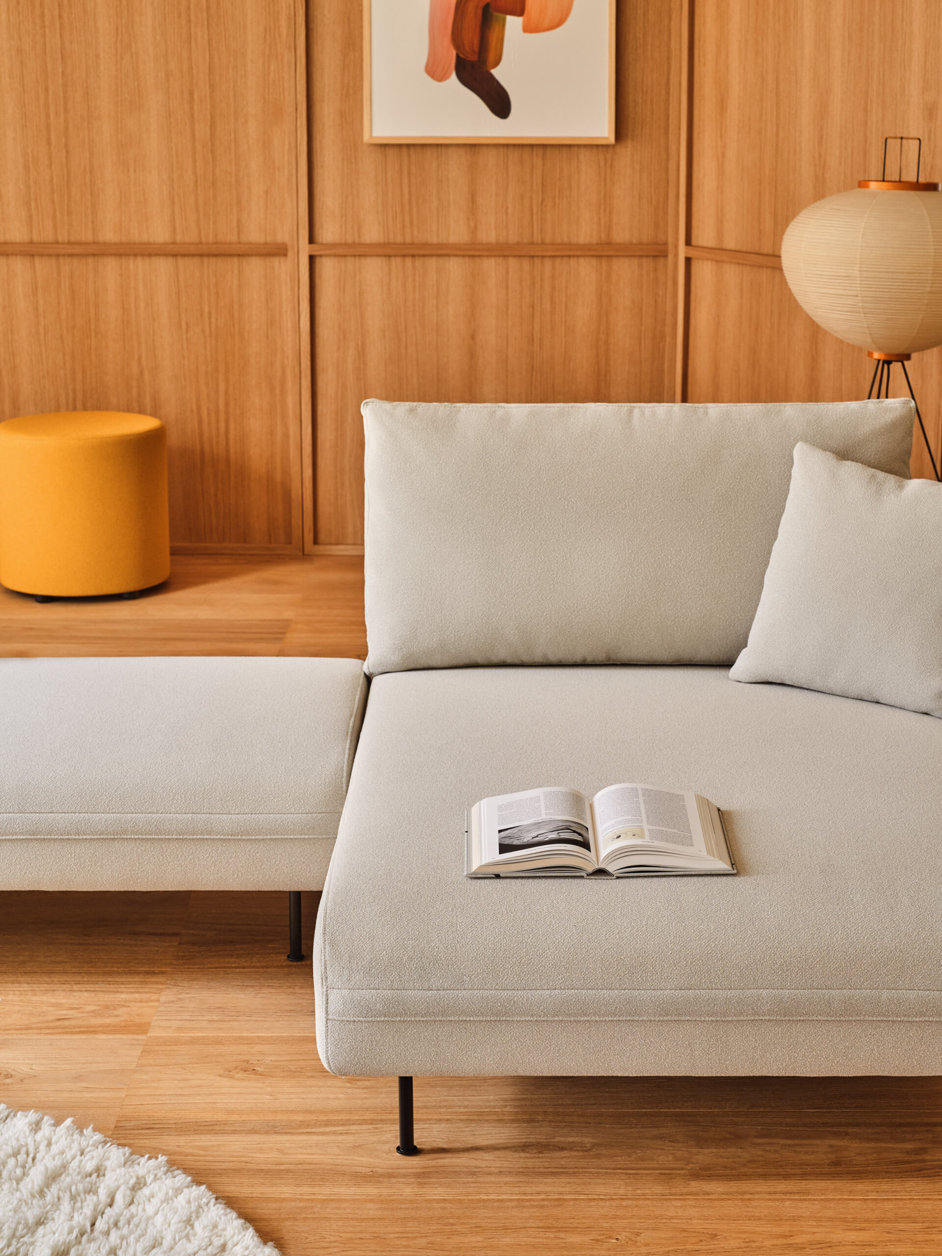 Lotus modular sofa system with refined geometric volumes