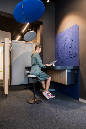 Lunar acoustic panel with rhythmic surface in contemporary interior