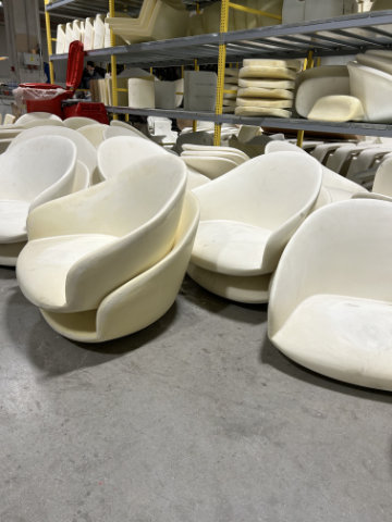 Marina seating collection in contemporary interior with sweeping curves