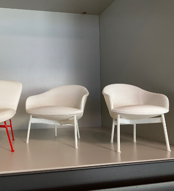 Marina seating collection in contemporary interior with sweeping curves