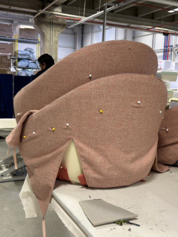 Marina seating collection in contemporary interior with sweeping curves