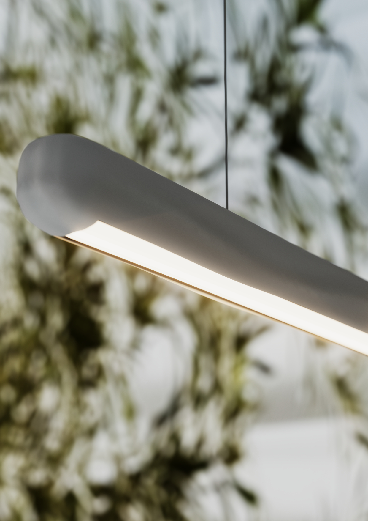 Mediterranean Collection ceiling luminaire in Crismosil featuring radial textured surface and warm integrated LED light