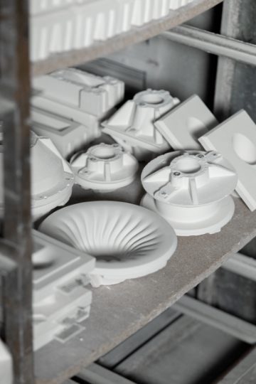 Mediterranean Collection ceiling luminaire in Crismosil featuring radial textured surface and warm integrated LED light