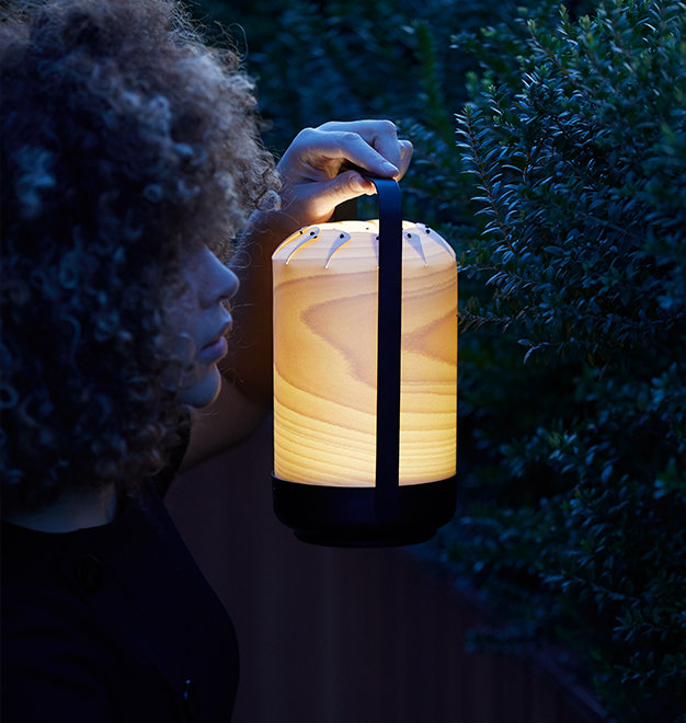 Chou lamp by LZF with folded silhouette illuminating interior