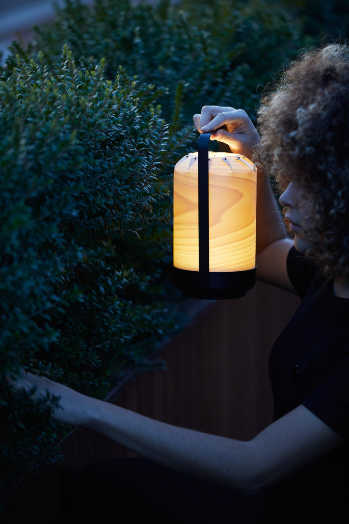 Chou lamp by LZF with folded silhouette illuminating interior