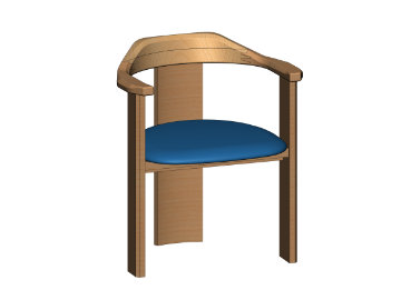 Image of the Nebula chair showcasing its embracing solid wood backrest from a three-quarter angle.