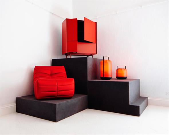 Installation view of Rojo · Spanish Design on Stage 2013 exhibition showcasing contemporary Spanish design projects