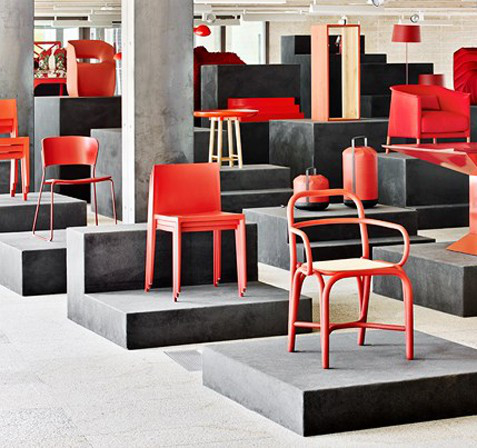 Installation view of Rojo · Spanish Design on Stage 2013 exhibition showcasing contemporary Spanish design projects