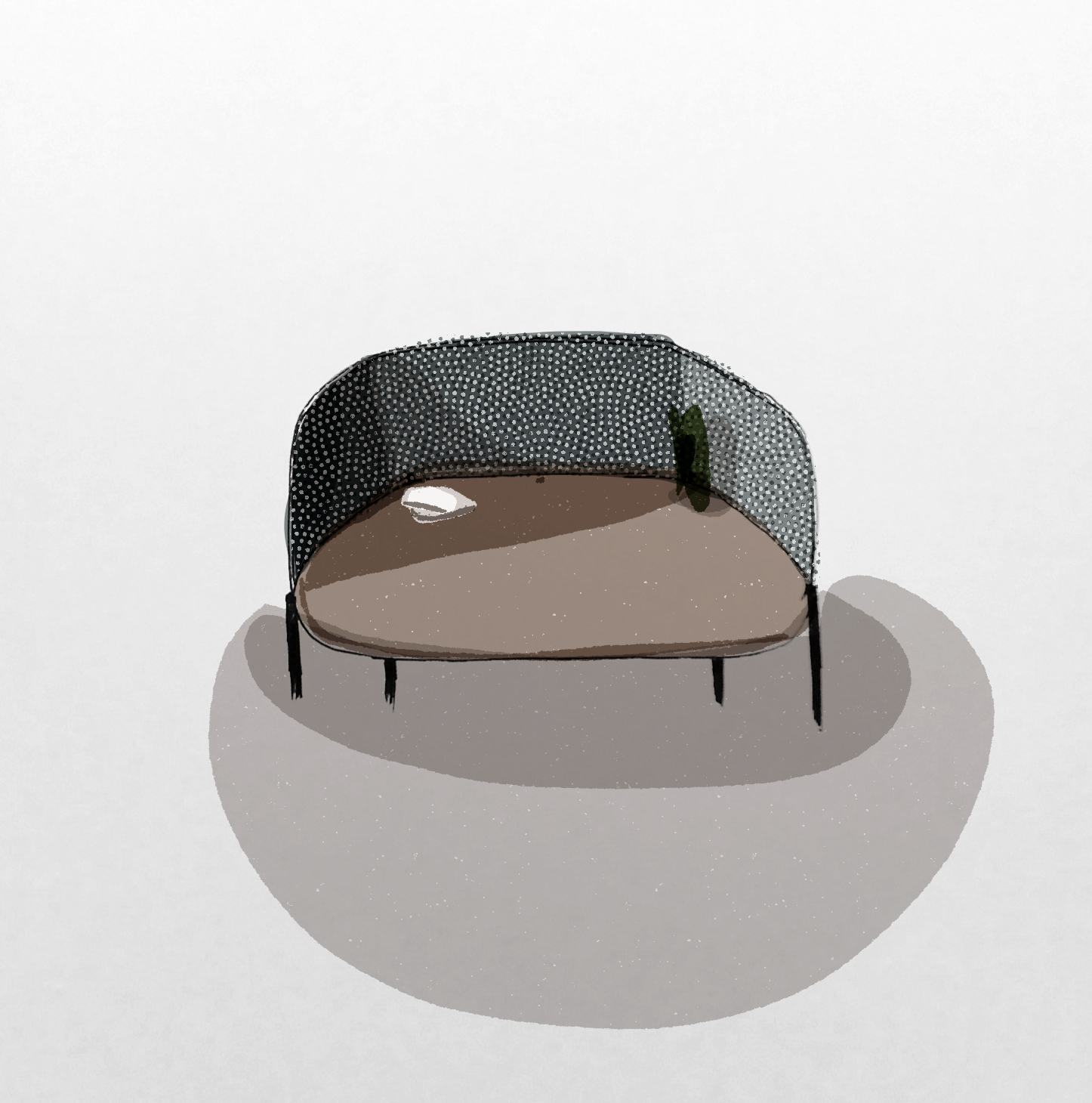 Shelter desk in contemporary office interior with refined geometry