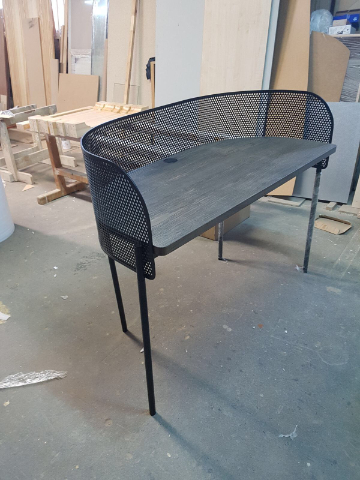 Shelter desk in contemporary office interior with refined geometry