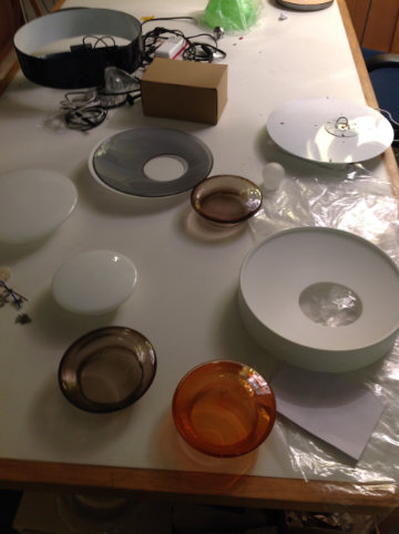 Sun lamp by Yonoh for Marset with layered materials reflecting light