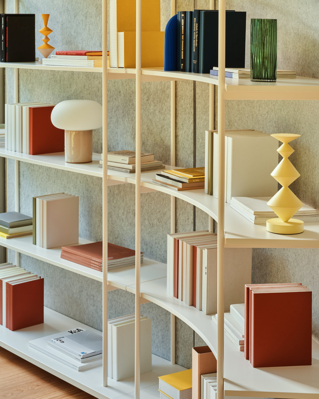Tanca mobile shelving system in interior with clear geometry