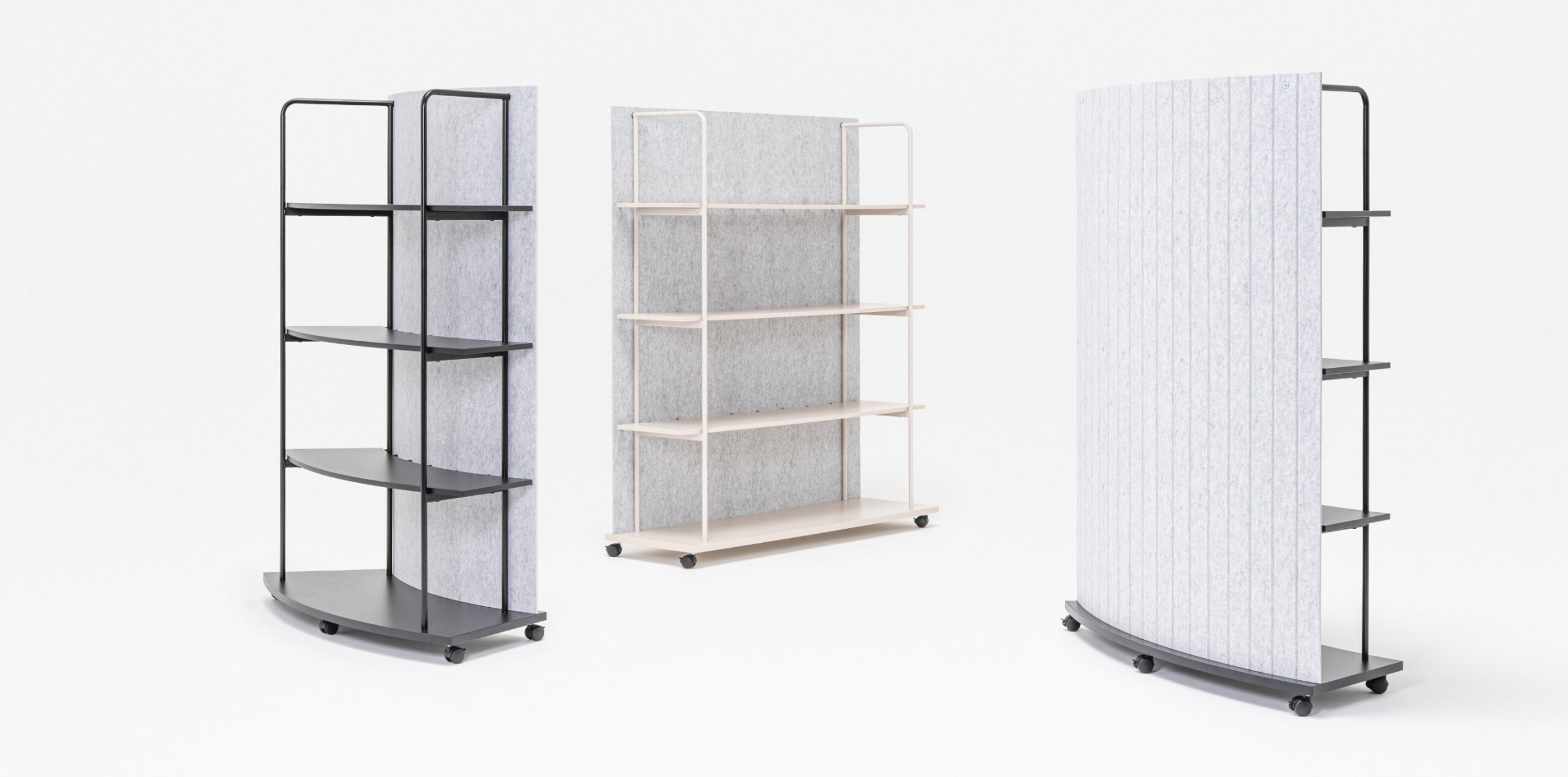 Tanca mobile shelving system in interior with clear geometry