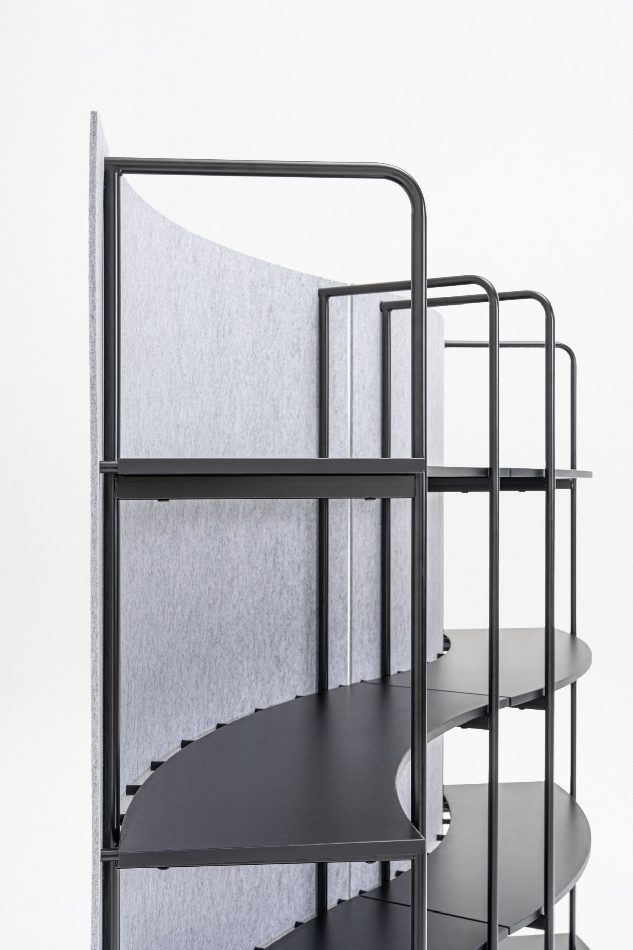 Tanca mobile shelving system in interior with clear geometry