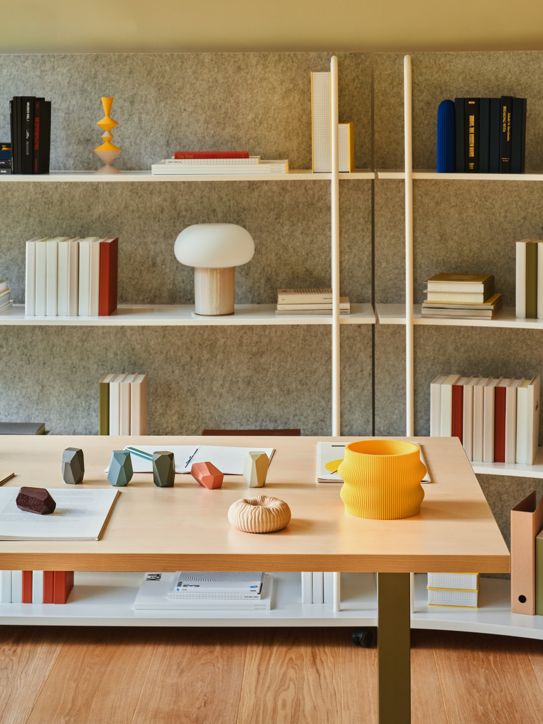 Tanca mobile shelving system in interior with clear geometry
