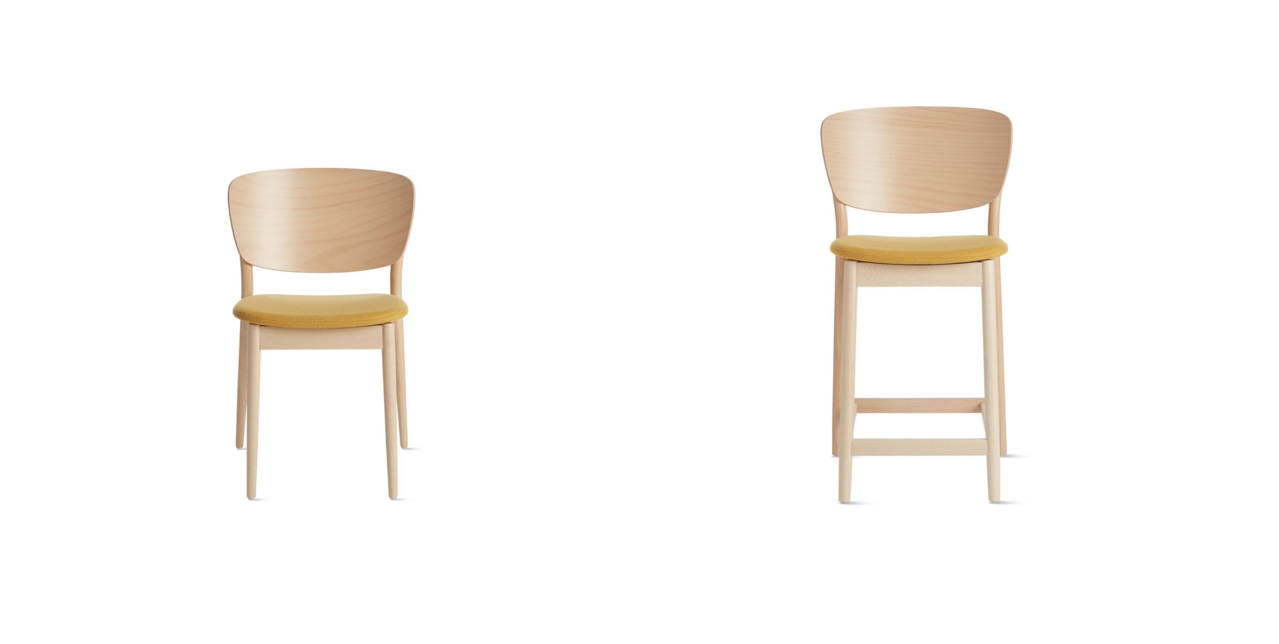 Wooden dining chair with wide backrest and ergonomic form